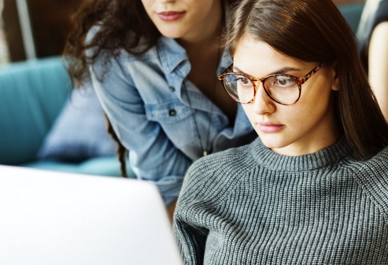 Woman working on a laptop